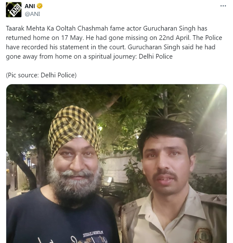 Gurucharan Singh Returned